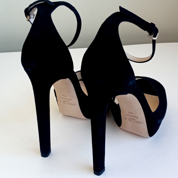 Jimmy Choo Black Suede Pattie Peep Toe Heels 39 (9) - Picture 14 of 16
